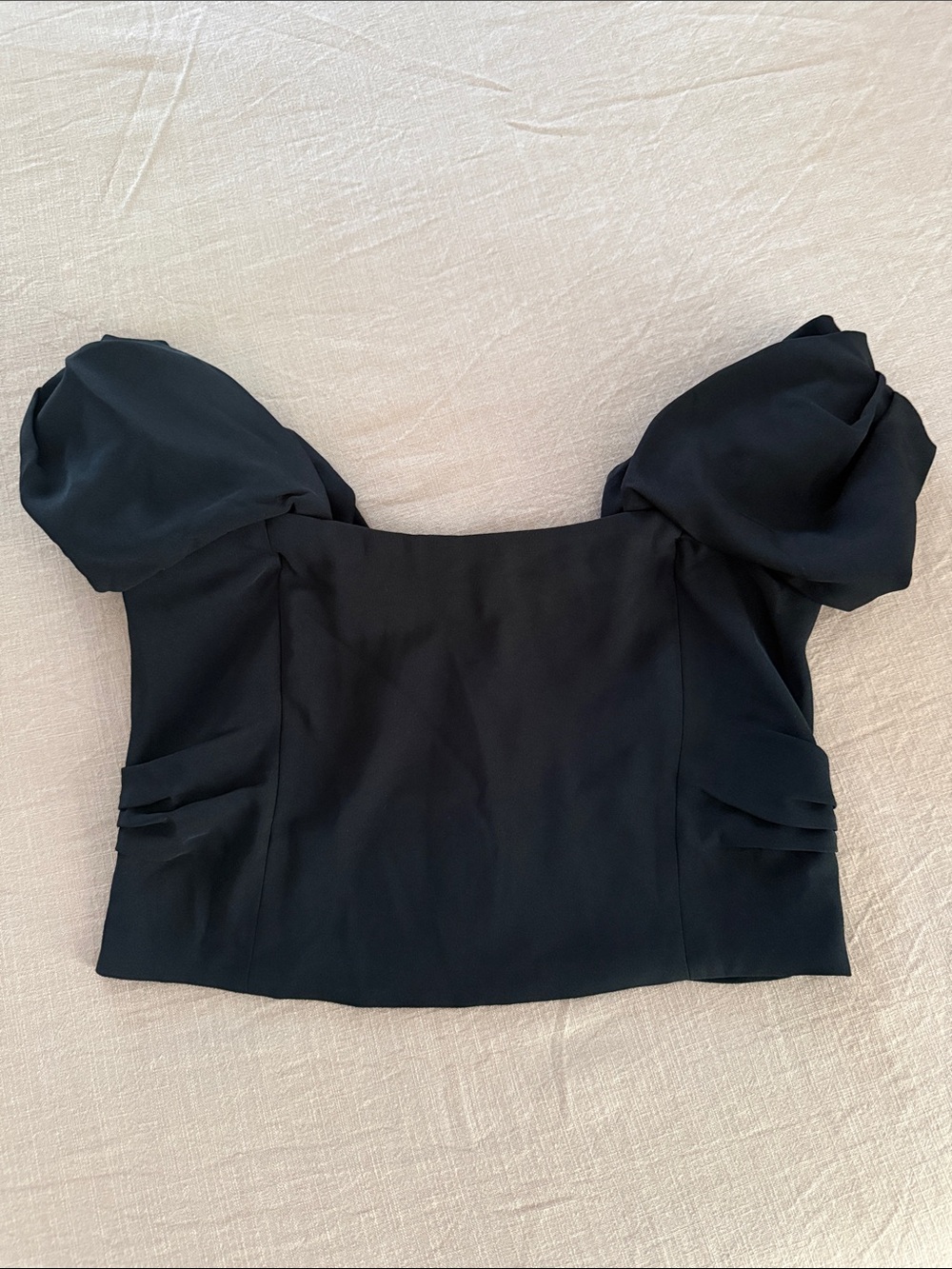 Black Puff Sleeve Square Neck Women's crop Top